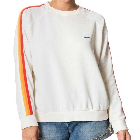 Rip Curl Tops - Rip Curl Surf Revival Rainbow Stripe Crewneck Sweatshirt White Small